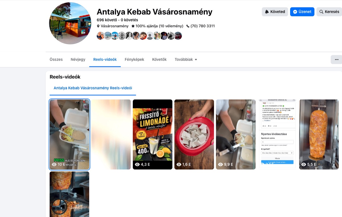 Antalya Kebab Facebook Reels-rács